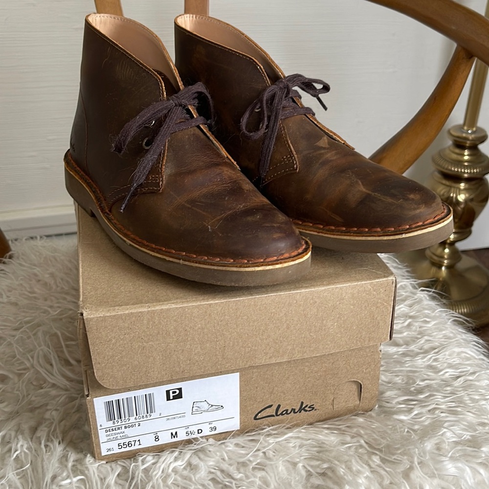 Clarks Brown Leather Ankle Boots